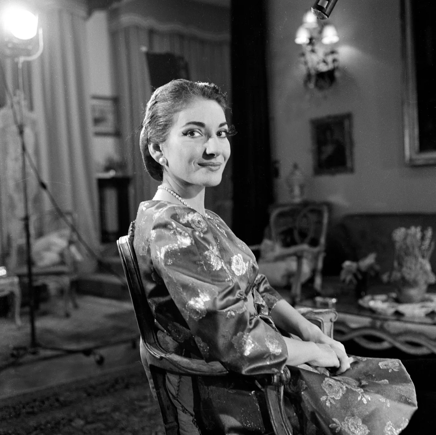 Maria Callas en 1958, portrait en noir et blanc